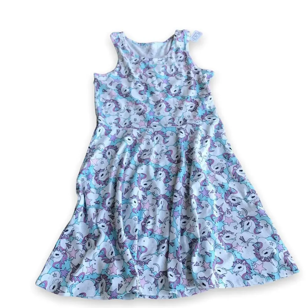 Children's Place Girls Dress Size XXL 16 Unicorn Tank‎ Fit and Flare NEW